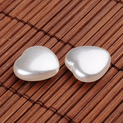 Corazón cuentas de perlas de imitación de acrílico, 15x15.5x6 mm, Agujero: 0.5 mm, sobre 480 unidades / 500 g