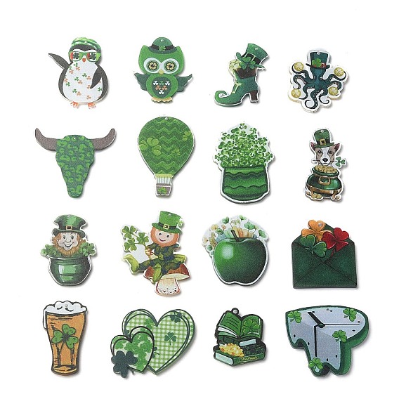 Saint Patrick's Day Opaque Printed Acrylic Pendants