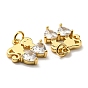 Brass with Cubic Zirconia Pendants, Long-Lasting Plated, Lead Free & Cadmium Free, Human with Heart Charm