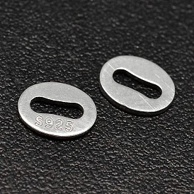 Oval 925 Sterling Silver Chain Tabs, Chain Extender Connectors, 5x4x1mm, Hole: 1x3mm, about 322pcs/20g