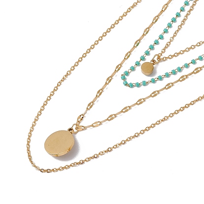 Collier multicouche pendentif soleil turquoise synthétique avec perles en plastique, 304 collier bohème en acier inoxydable pour femme