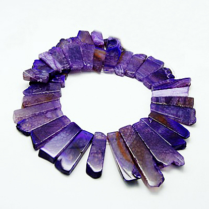 Natural Crackle Agate Graduated Beads Strands, Dyed, Rectangle, 25~60x16~28x6mm, Hole: 2mm, about 25pcs/strand, 17.1 inch