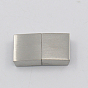 Matte 304 Stainless Steel Magnetic Clasps with Glue-in Ends, Rectangle, 22x12x5mm, Hole: 3x10mm