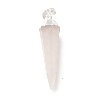 Naturelle quartz rose a pendentifs, breloques coniques à facettes, avec les accessoires en laiton