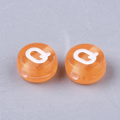 Perles acryliques transparentes, trou horizontal, rond plat avec lettre initiale aléatoire