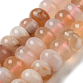 Natural Cherry Blossom Agate Beads Strands, Rondelle