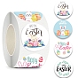 4 Patterns Round Dot Easter Theme Paper Self-adhesive Rabbit Easter Egg Stickers, for Gift Sealing Decor