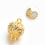 Alloy Rhinestone Magnetic Clasps with Loops, Round, Lead Free & Cadmium Free, 19x12.5mm, Hole: 2mm