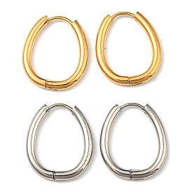 Ion Plating(IP) Stainless Steel Hoop Earrings, 304 Stainless Steel Needle with 201 Stainless Steel Ring, Teardrop