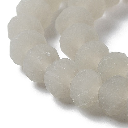 Imitation Jade Solid Color Glass Beads Strands, Faceted, Frosted, Rondelle