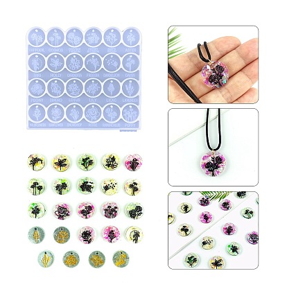 Moules en silicone, moules de résine, pour la résine UV, fabrication de bijoux en résine époxy, plat et circulaire avec fleur