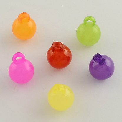 Imitation Jelly Acrylic Round Charms, 18x14mm, Hole: 3mm, about 330pcs/500g