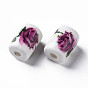 Cuentas de porcelana hechas a mano, famille estilo rosa, columna con diseño de flores