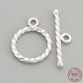 Sterling Silver Toggle Clasps, with 925 Stamp, Ring