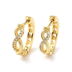 Clear Cubic Zirconia Infinity Hoop Earrings, Rack Plating Brass Jewelry for Women, Cadmium Free & Nickel Free & Lead Free
