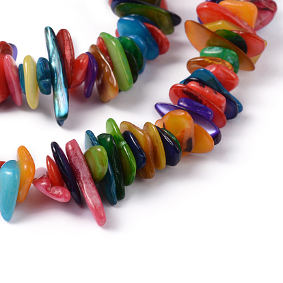 Natural Shell Chip Beads Strands, Shell Shards, Dyed, 5~7x1~2mm, Hole: 0.8mm