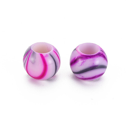 Perles européennes opaques acrylique, Perles avec un grand trou   , rondelle