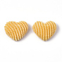 Corduroy Cloth Fabric Covered Cabochons, with Aluminum Bottom, Heart
