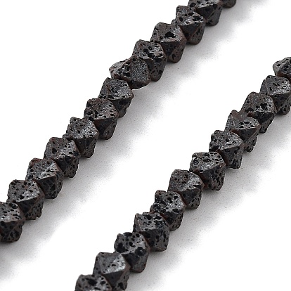 Natural Lava Rock Beads Strands, Frosted, Rhombus