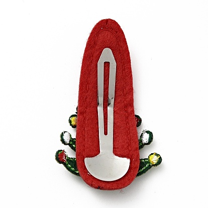Pinzas para el cabello a presión de tela no tejida con brillo para árbol de navidad, con clips de hierro, accesorio para el cabello para niñas
