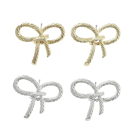 Bowknot Brass Stud Earrings, Long-Lasting Plated, Lead Free & Cadmium Free