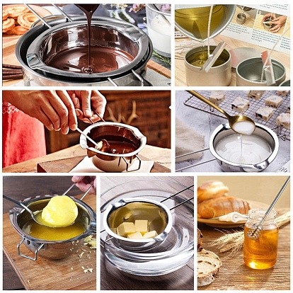 Bakeware Kits, with 201 Stainless Steel Double Boiler Pot, for Melting Chocolate Candy Butter Cheese and Stainless Steel Spoons, Long Handle Soup Spoons, for Home, Kitchen or Restaurant
