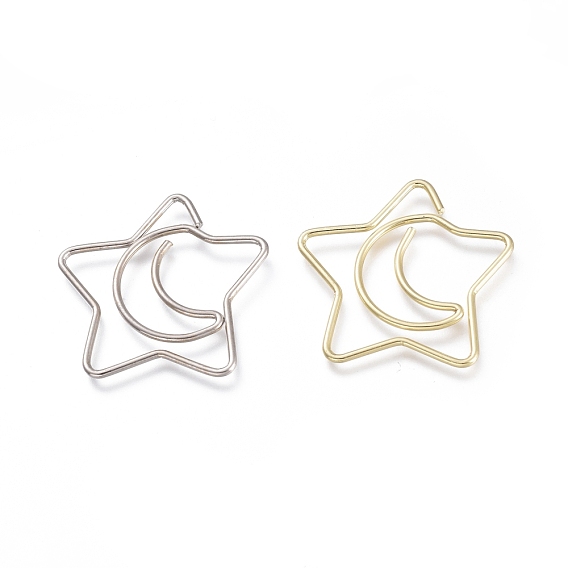 Star & Moon Shape Iron Paperclips, Cute Paper Clips, Funny Bookmark Marking Clips