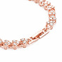 Crystal Rhinestone Tennis Bracelet, Alloy Heart Link Chain Bracelet for Women