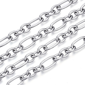 304 Stainless Steel Figaro Chains Chains, Unwelded, with Spool, Oval Link Chains