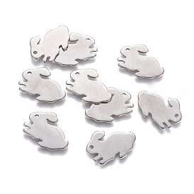 201 Stainless Steel Bunny Charms, Rabbit