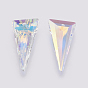 K9 Glass Rhinestone Pendants, Imitation Austrian Crystal, Faceted, Triangle