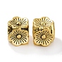 Tibetan Style Alloy European Beads, Large Hole Beads, Cube with Flower