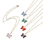 5Pcs 5 Color Glass Butterfly Pendant Necklaces Set with 304 Stainless Steel Satellite Chains for Women