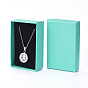 Cardboard Gift Box Jewelry  Boxes, for Necklace, Ring, with Black Sponge Inside, Rectangle