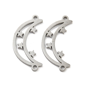 304 Stainless Steel Connector Charms, Moon with Star
