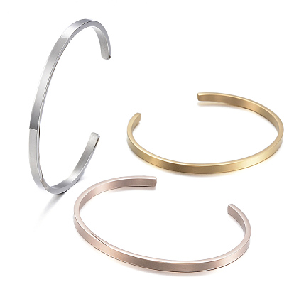 304 Stainless Steel Cuff Bangles, Minimalist Simple Open Bangles