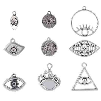 Colgantes de aleación de estilo tibetano y cabujones y colgantes de diamantes de imitación, ojo