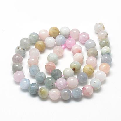 Chapelets de perles morganite naturelles  , classe ab, ronde