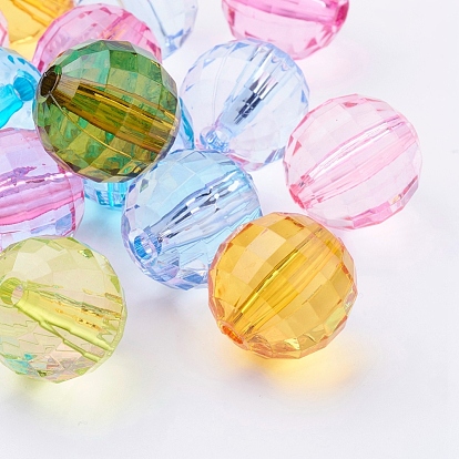 Transparent Acrylic Beads,  Faceted Round