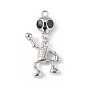 Halloween Alloy Enamel Pendants, Skeleton Charm