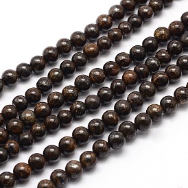 Bronzite naturelle rangées de perles rondes, 4mm, Trou: 0.5mm, Environ 98 pcs/chapelet, 15.7 pouce