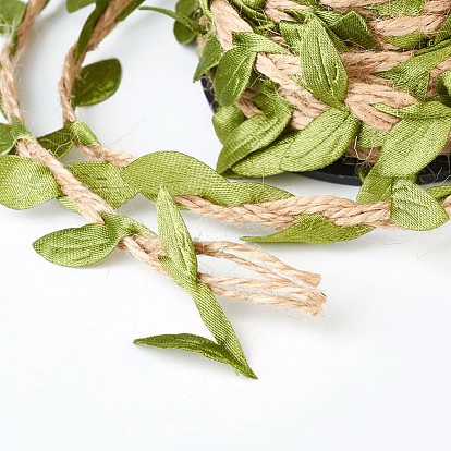 Leaf Trim Ribbon, with Jute String Twine, for DIY Craft Party Wedding Decoration