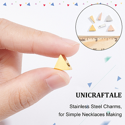 Unicraftale 6 pcs 6 estilo 201 dijes de acero inoxidable, para hacer collares sencillos, estampar etiqueta en blanco, Corte con laser, triángulo