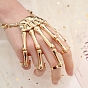 Bracelet à main pleine en alliage de crâne sur le thème d'halloween, bracelet extensible avec 5 anneaux ajustables pour femme