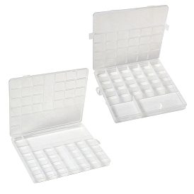 2Pcs 2 Style Transparent Plastic Bead Containers, with 28 & 26 Compartments, for DIY Art Craft, Bead Storage, Rectangle