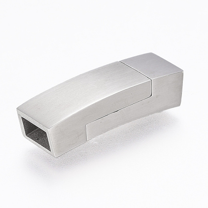 304 Stainless Steel Magnetic Clasps with Glue-in Ends, Rectangle