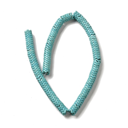 Synthetic Turquoise Dyed Beads Strands, Wavy Shape