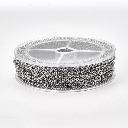 304 Stainless Steel Cable Chains, Soldered, with Spool, Oval