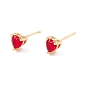 Cubic Zirconia Heart Stud Earrings, Real 18K Gold Plated Brass Jewelry for Women, Lead Free & Cadmium Free