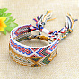 Polyester-cotton Braided Rhombus Pattern Cord Bracelet, Ethnic Tribal Adjustable Brazilian Bracelet for Women